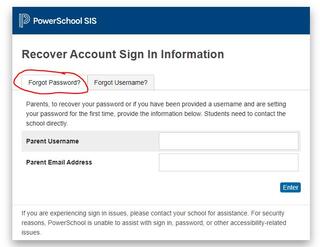 Recover PowerSchool Account Sign-In Information - Forgot Password