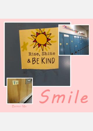 Yellow note that says "Rise, Shine and Be Kind"